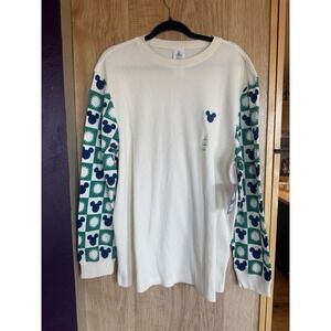 Disney Parks Thermal Waffle Long Sleeve Shirt Mickey Mouse Green Unisex L NWT